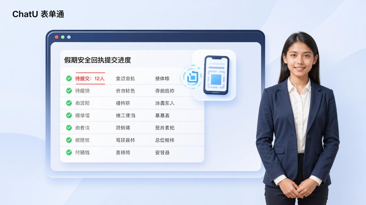 收集学生假期安全回执，班主任在群里催了8遍还差12份？多人填表，漏交名单自动列出一键催填